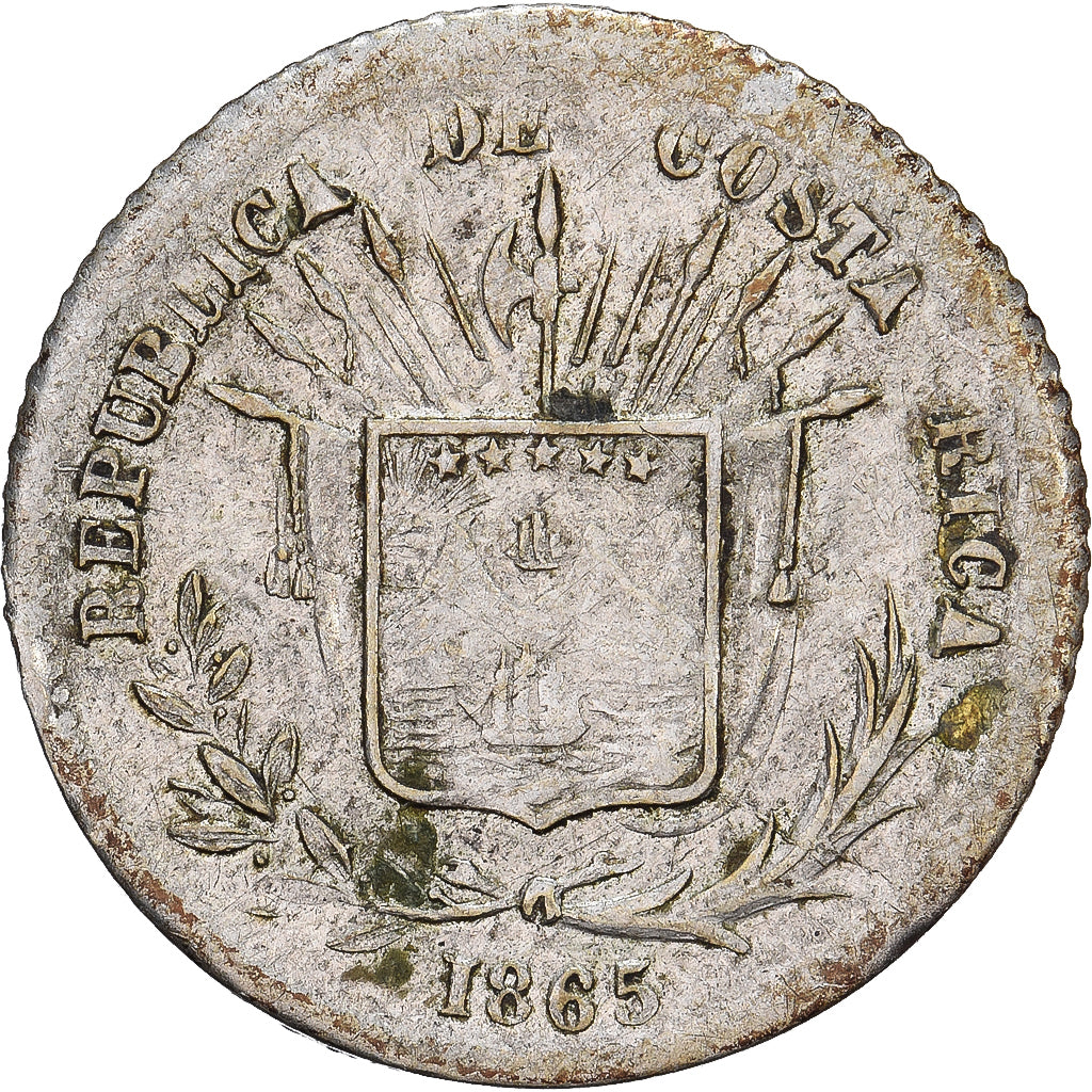 Costa Rica, 5 Centavos, 1865, San Jose, Silver, EF(40-45)