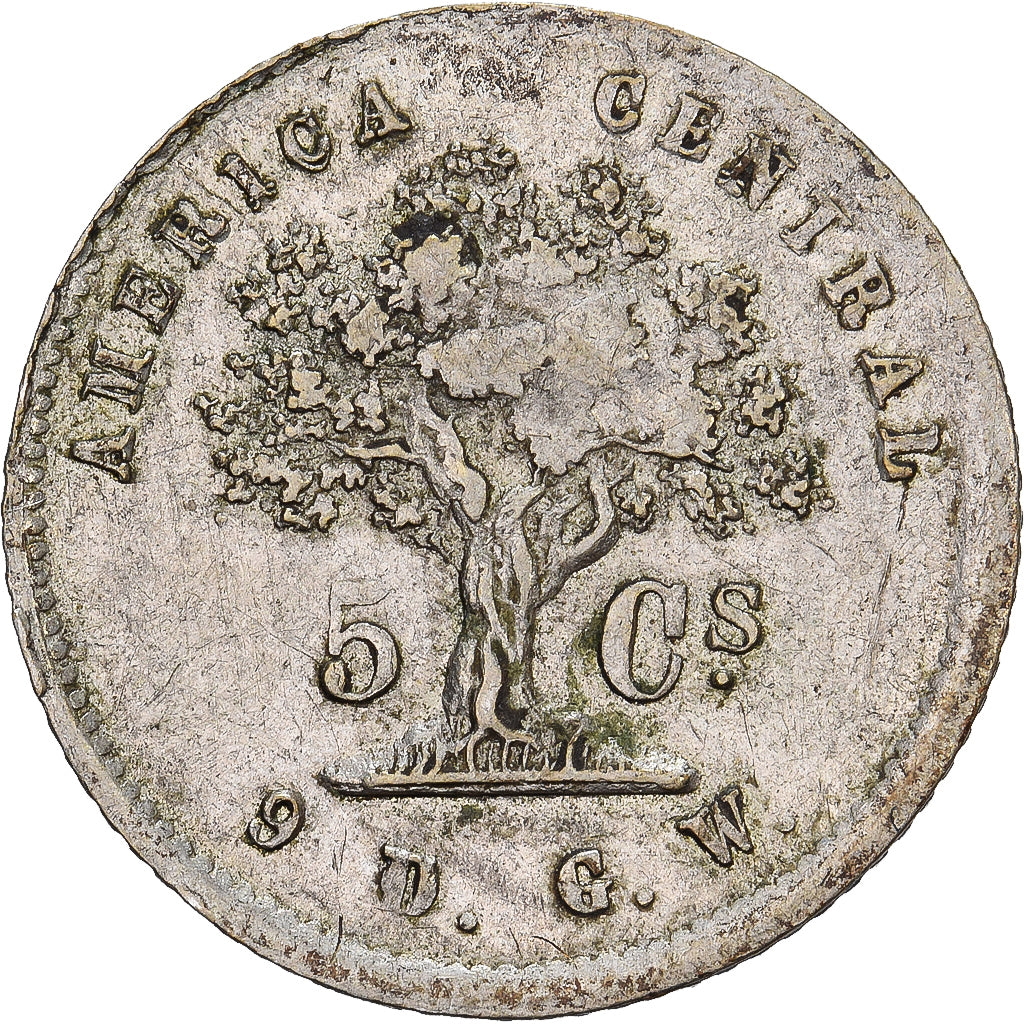 Costa Rica, 5 Centavos, 1865, San Jose, Silver, EF(40-45)
