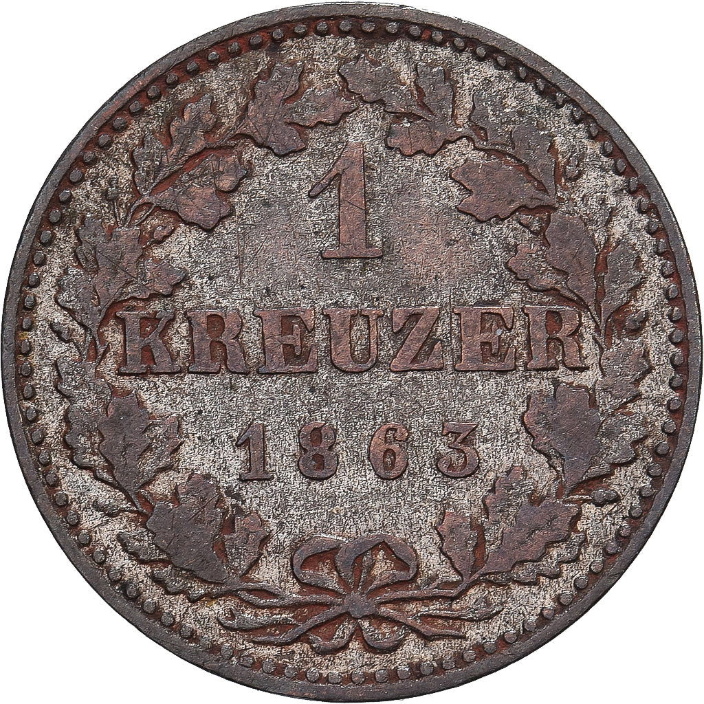 Free city of Frankfurt, 1 Kreuzer, 1863, Biglione, MB+
