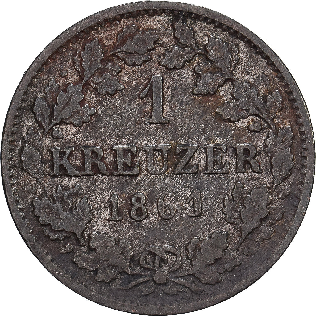Grand Duchy of Hessen, Ludwig III, 1 Kreuzer, 1861, Darmstadt, Biglione, MB+