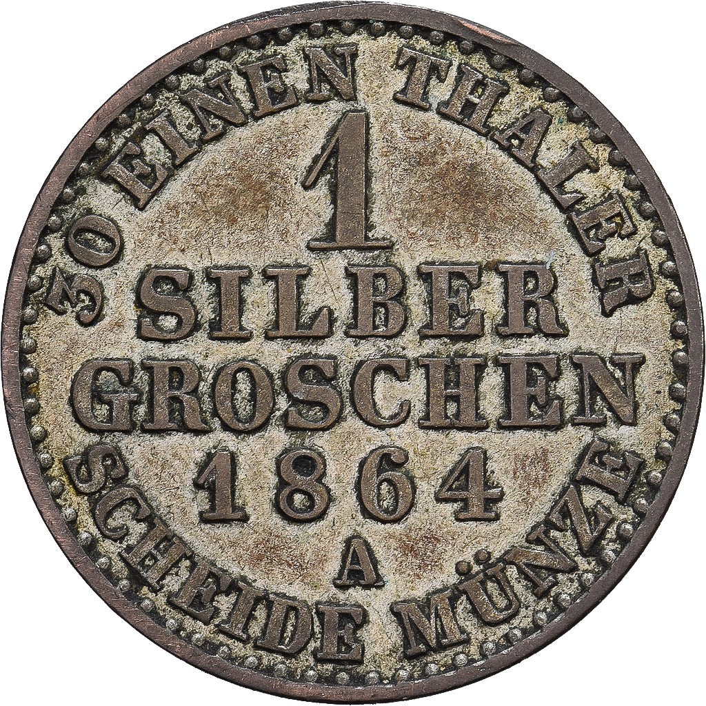 Kingdom of Prussia, Wilhelm I, 1 Silber Groschen, 1864, Berlin, Argento, BB+