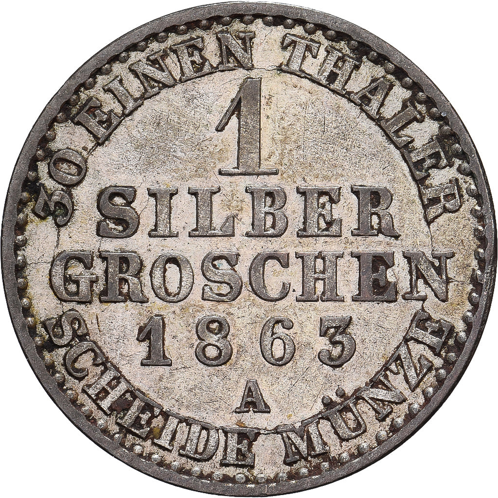 Kingdom of Prussia, Wilhelm I, 1 Silber Groschen, 1863, Berlin, Argento, BB+