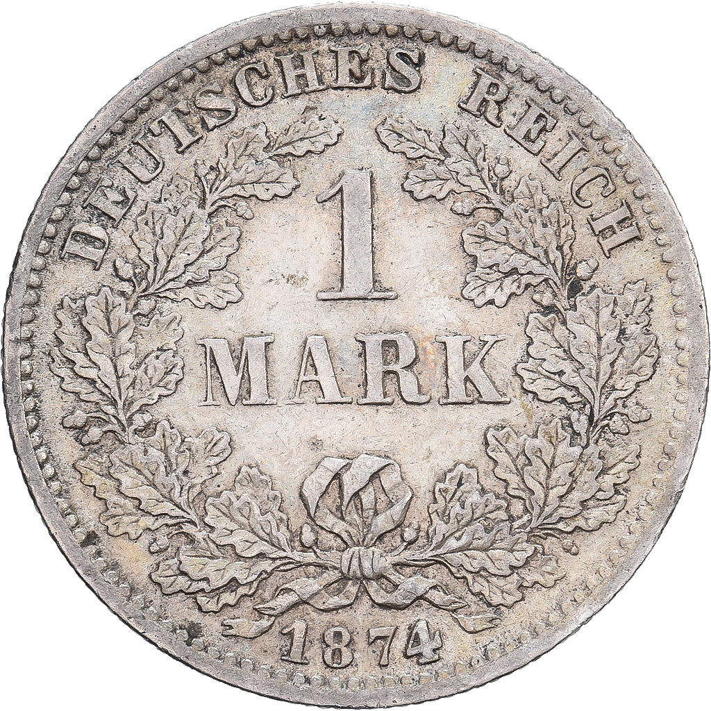 German Empire, Wilhelm I, 1 Mark, 1874, Stuttgart, Silver, AU(50-53)