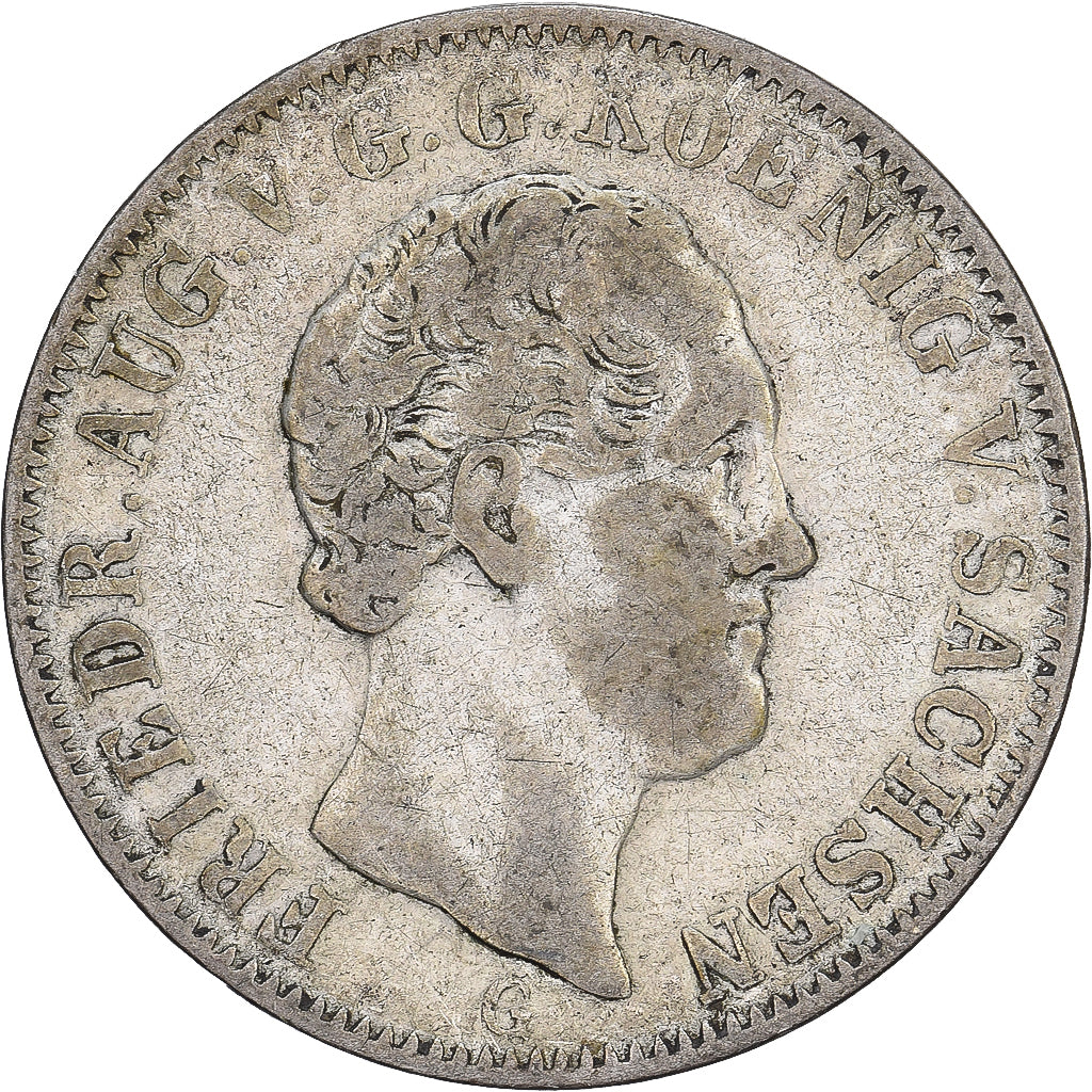 Kingdom of Saxony, Friedrich August II, 1/6 Thaler, 1842, Dresde, Silver