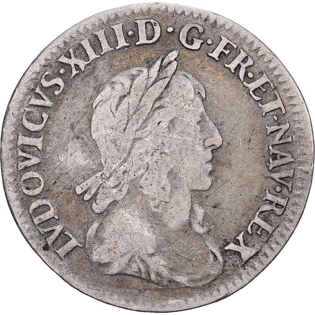 Francia, Louis XIII, 1/12 Ecu, 1643, Paris, Argento, MB+