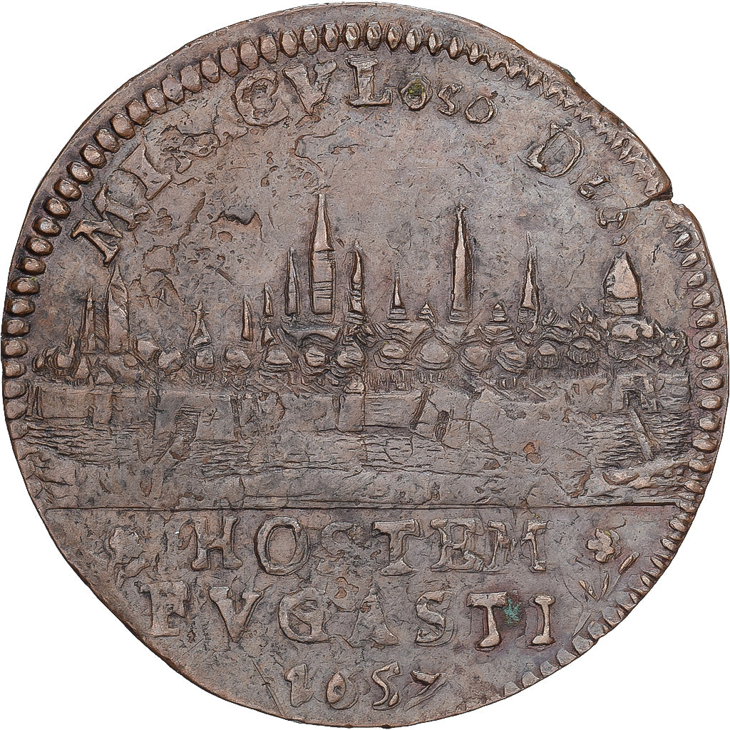 Paesi Bassi Spagnoli, ficha, Philip IV, Prise de Valenciennes, 1657, Rame, BB+