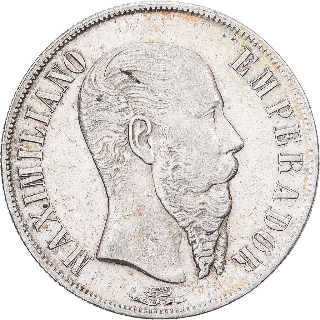 Messico, Maximilian, 1 Peso, 1866, Mexico City, Argento, BB+