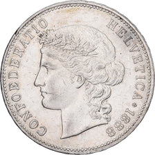 Switzerland, 5 Francs, 1888, Bern, Silver, AU(55-58)