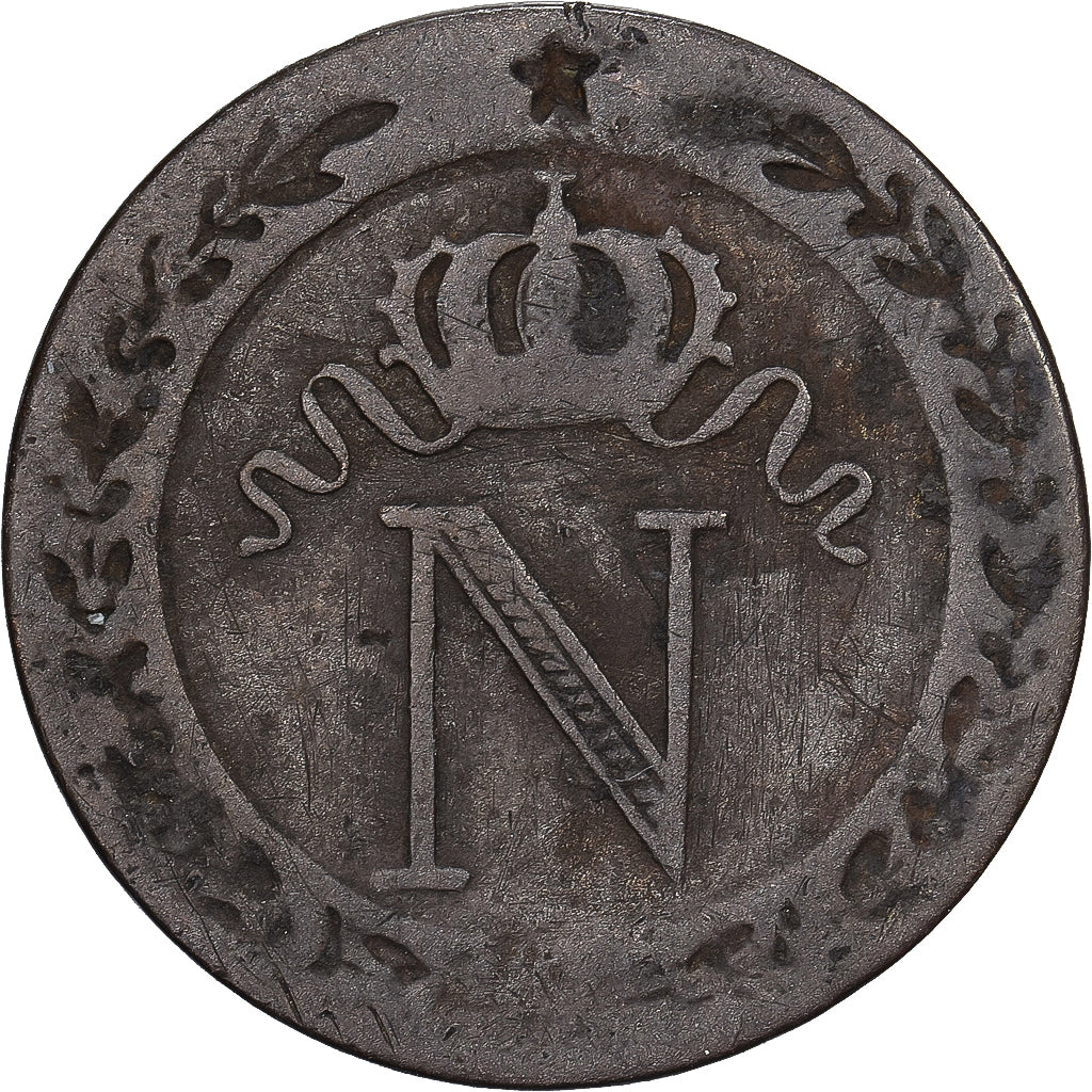 Francia, Napoleon I, 10 Centimes, 1809, Toulouse, Vellón, BC+