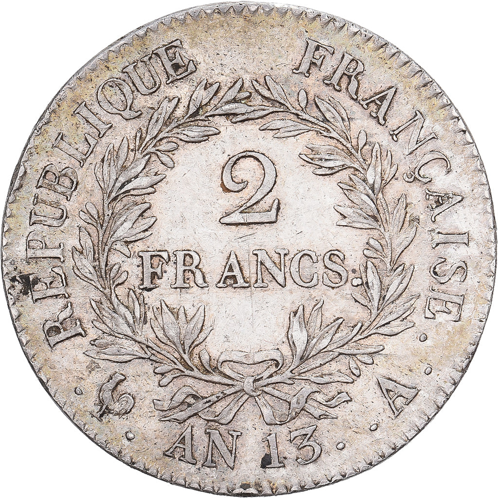 Francia, Napoleon I, 2 Francs, AN 13, Paris, Plata, MBC+