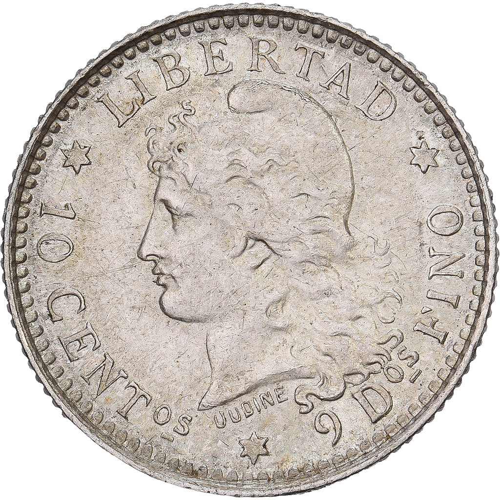 Argentina, 10 Centavos, 1882, Srebro, AU(55-58)