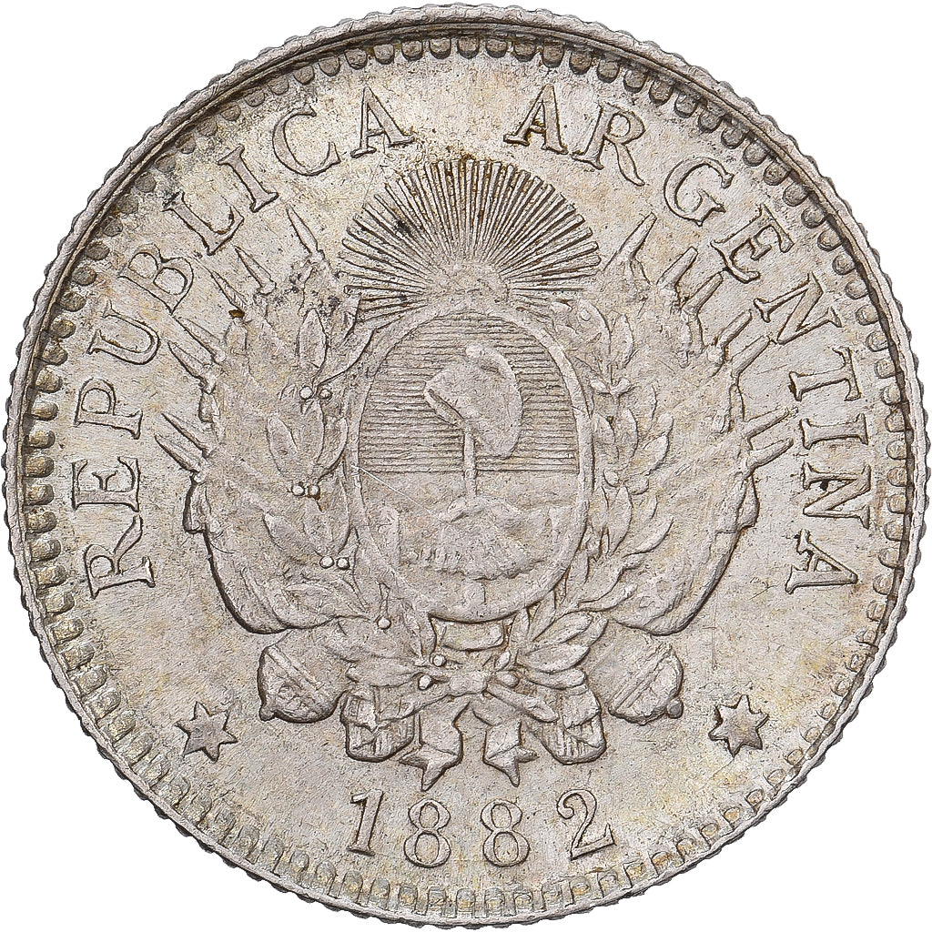 Argentina, 10 Centavos, 1882, Srebro, AU(55-58)