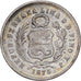 Peru, 1 Dinero, 1875, Lima, Zilver, PR+