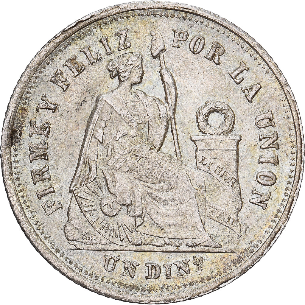 Peru, 1 Dinero, 1875, Lima, Zilver, PR+