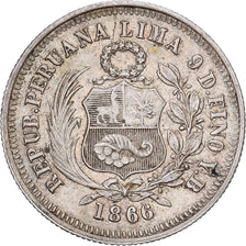Peru, 1/5 Sol, 1866, Lima, Silber, SS+