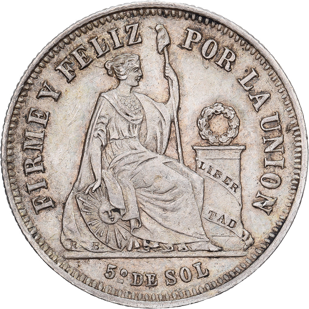 Peru, 1/5 Sol, 1866, Lima, Silber, SS+