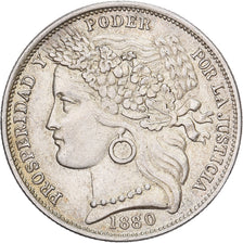 Peru, 1 Peseta, 1880, Lima, Silver, AU(55-58)