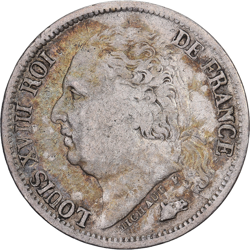 Frankrijk, Louis XVIII, 1/2 Franc, 1824, Paris, Zilver, FR