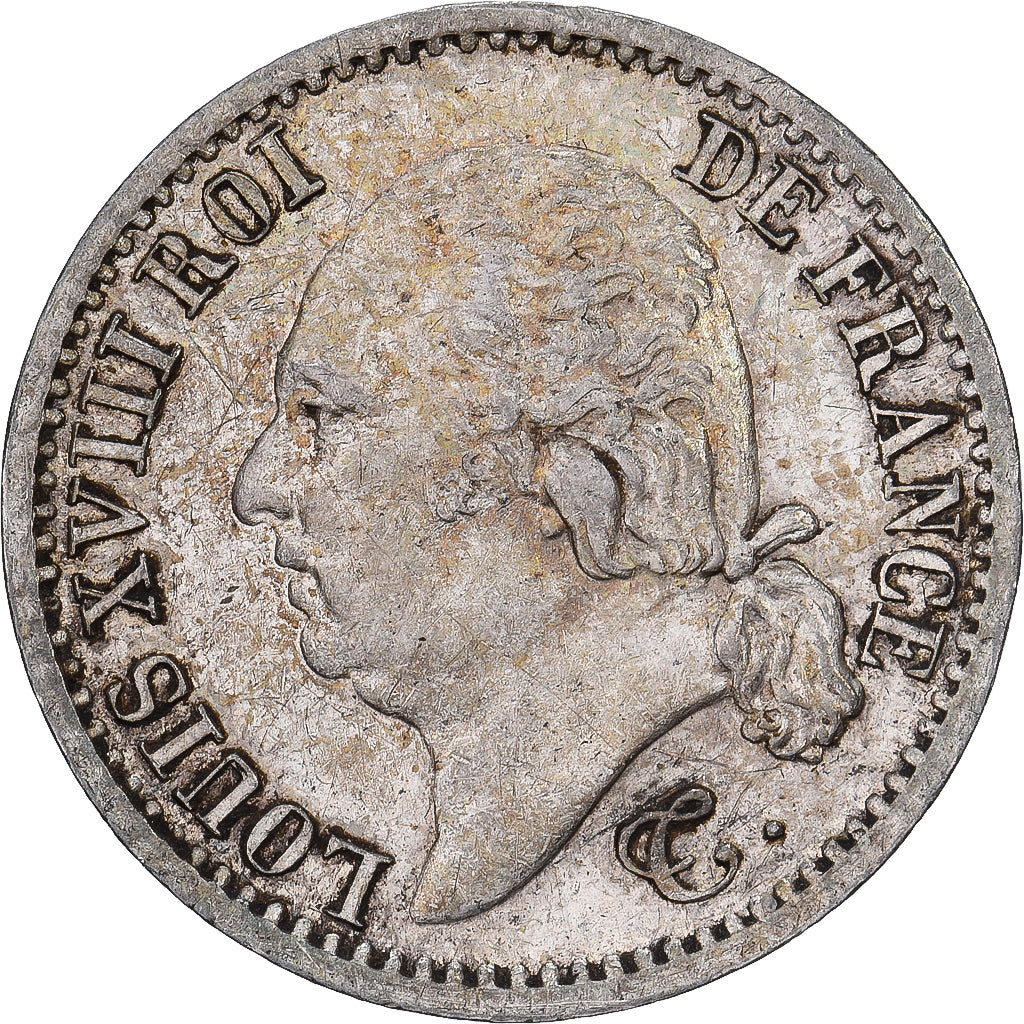 França, Louis XVIII, 1/4 Franc, 1824, Paris, Prata, AU(50-53)