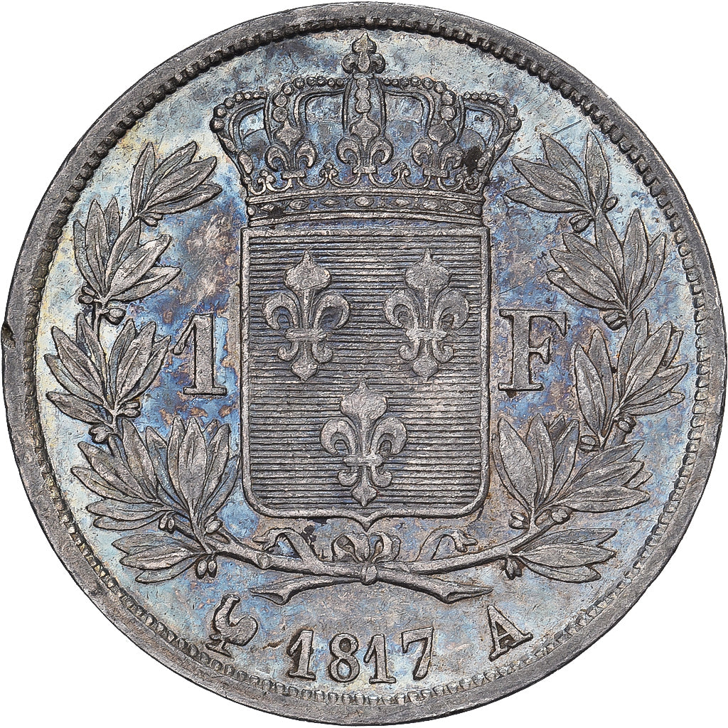 Francia, Louis XVIII, 1 Franc, 1817, Paris, Plata, MBC+