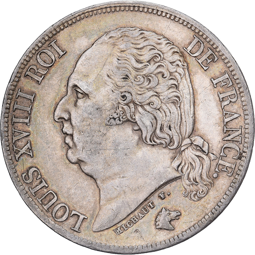 Francia, Louis XVIII, 2 Francs, 1821, Paris, Plata, MBC+