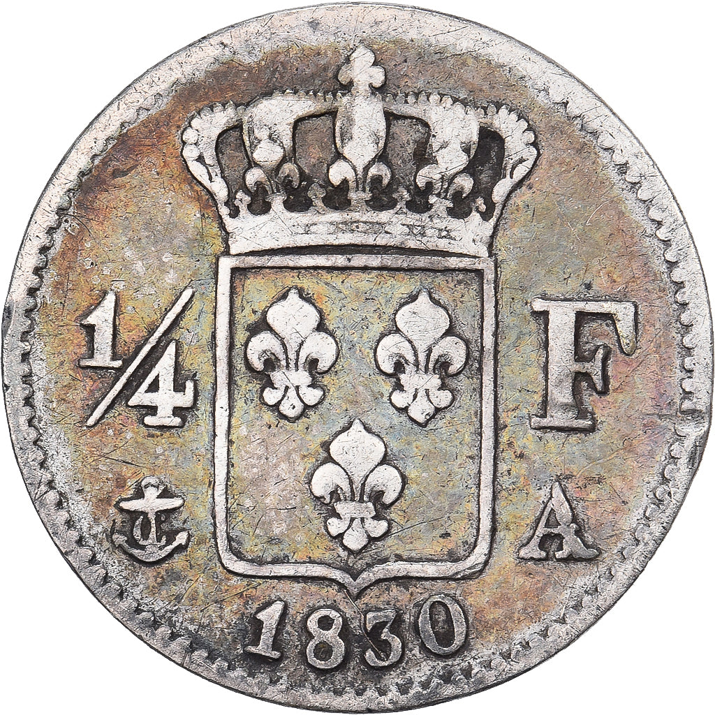 Frankrijk, Charles X, 1/4 Franc, 1830, Paris, Zilver, FR+