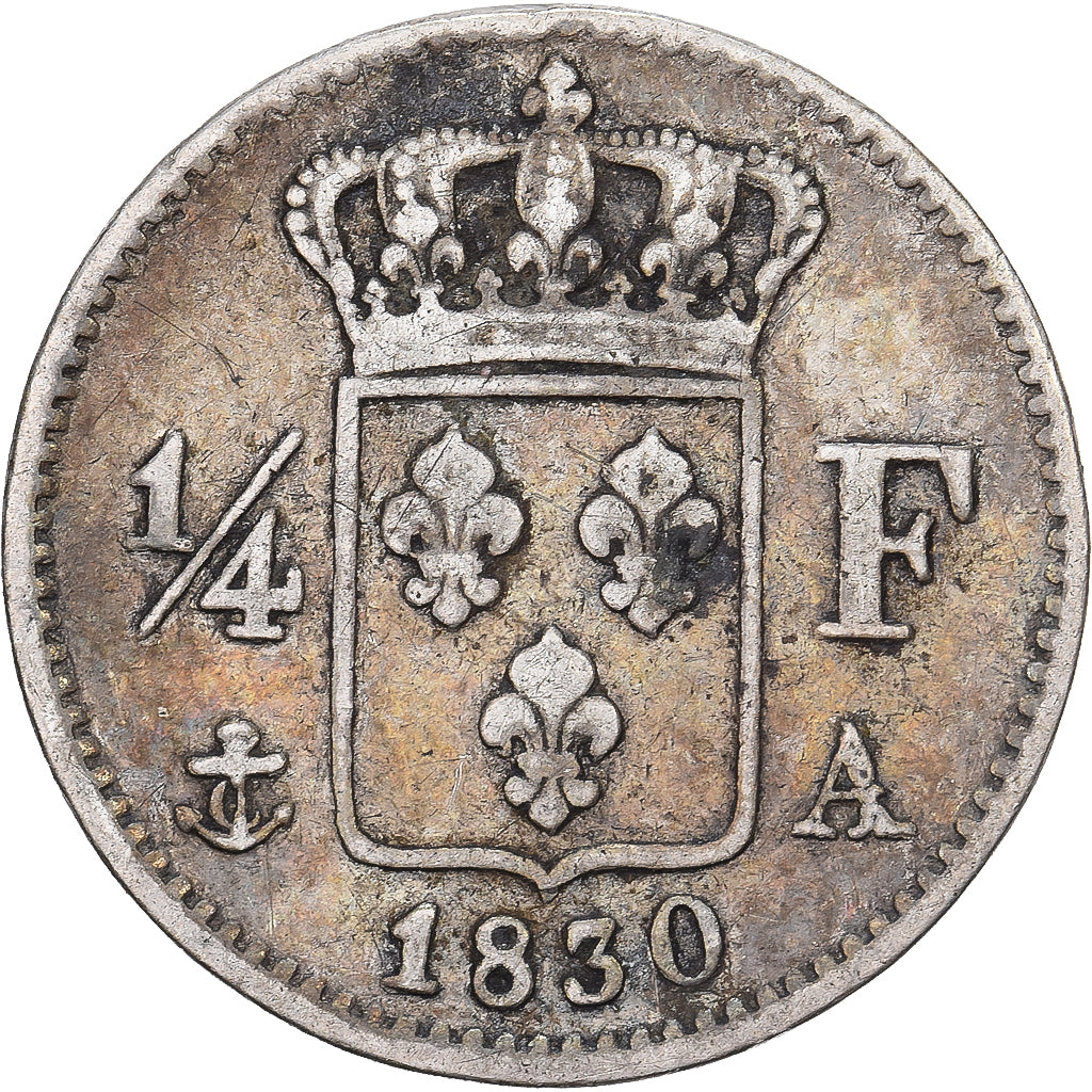 Francja, Charles X, 1/4 Franc, 1830, Paris, Srebro, VF(30-35)