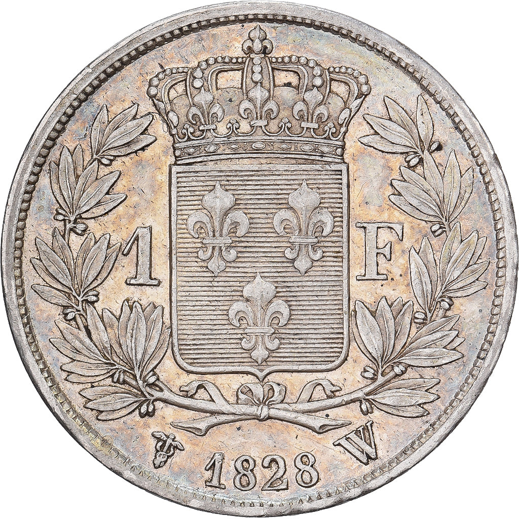 Francia, Charles X, 1 Franc, 1828, Lille, Plata, MBC+