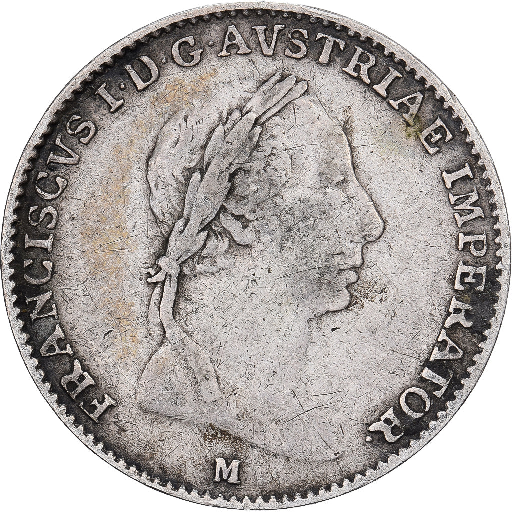 Kingdom of Lombardy-Venetia, Franz I, 1/2 Lira, 1822, Milan, Srebro, VF(30-35)