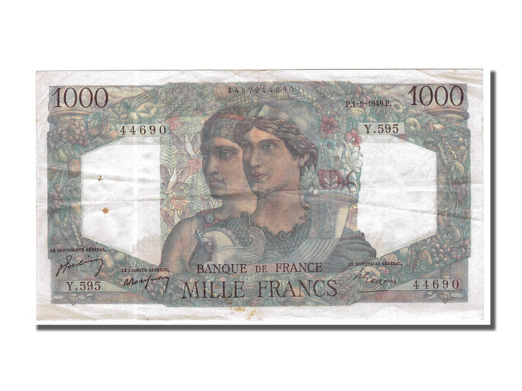 Billete, Francia, 1000 Francs, 1 000 F 1945-1950 ''Minerve et Hercule'', 1949
