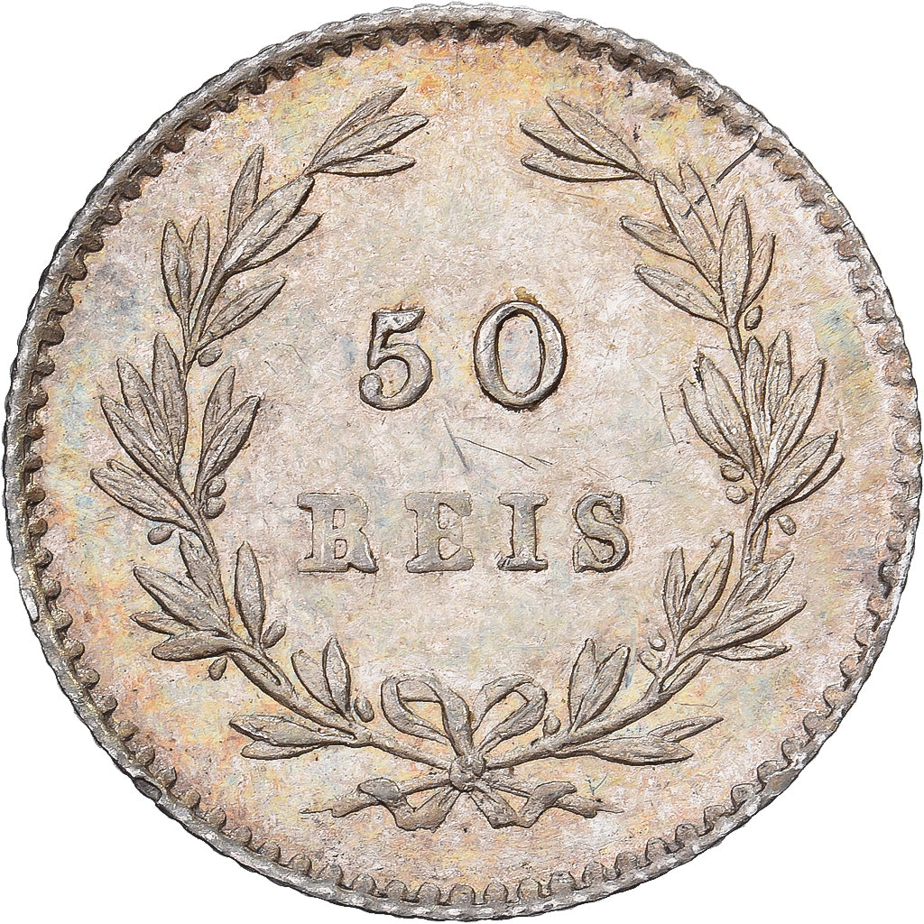 Portugal, Pedro V, 50 Reis, 1861, Lisbon, Plata, EBC