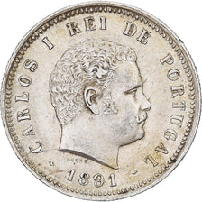 Portogallo, Carlos I, 200 Reis, 1891, Lisbon, Argento, BB+