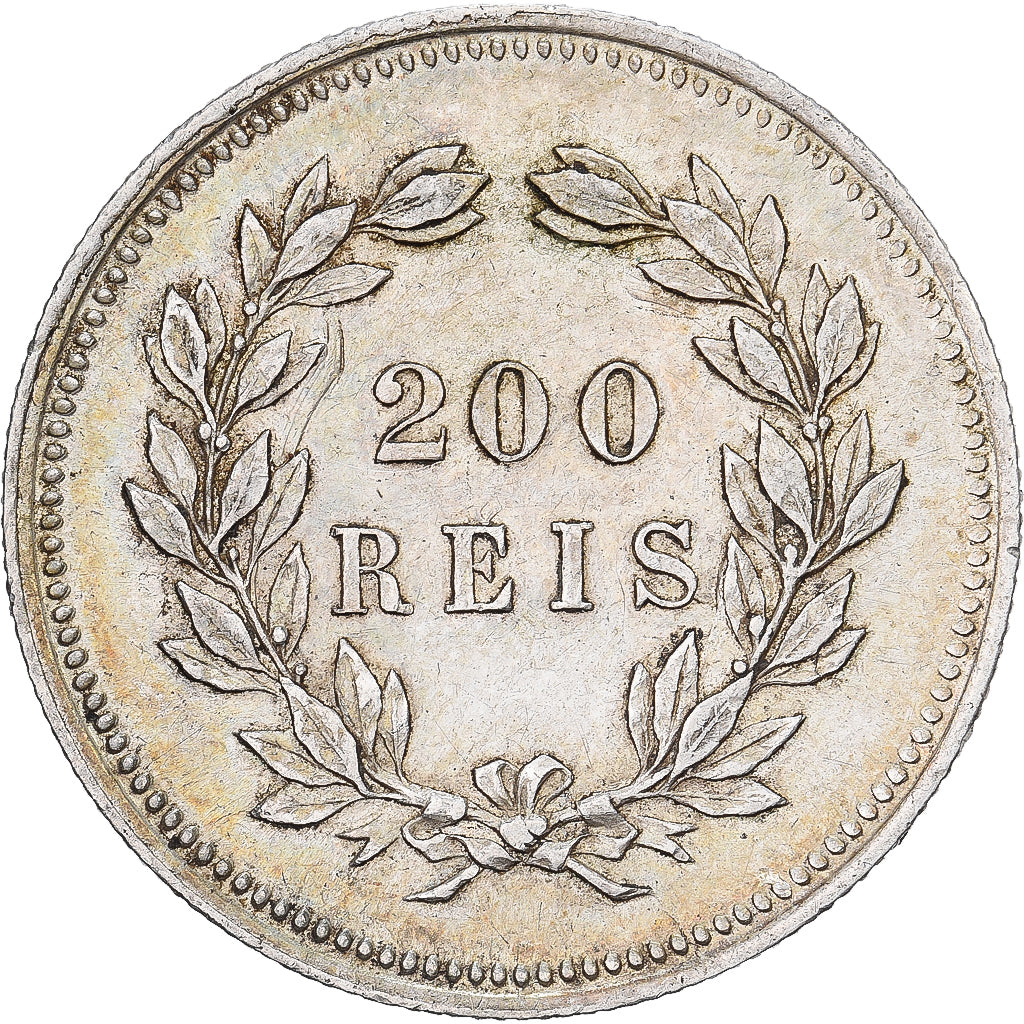 Portugal, Carlos I, 200 Reis, 1891, Lisbon, Plata, MBC+