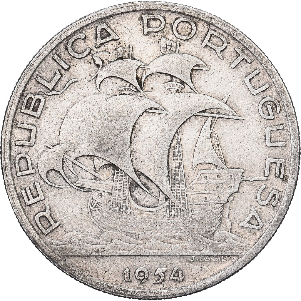 Portugal, 10 Escudos, 1954, Lisbon, Prata, EF(40-45)