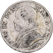 Papal States, Pius IX, 5 Soldi, 1867, Rome, Silver, EF(40-45)