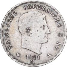 Royaume d'Italie, Napoléon Ier, 5 Lire, 1811, Milan, Argent, TTB