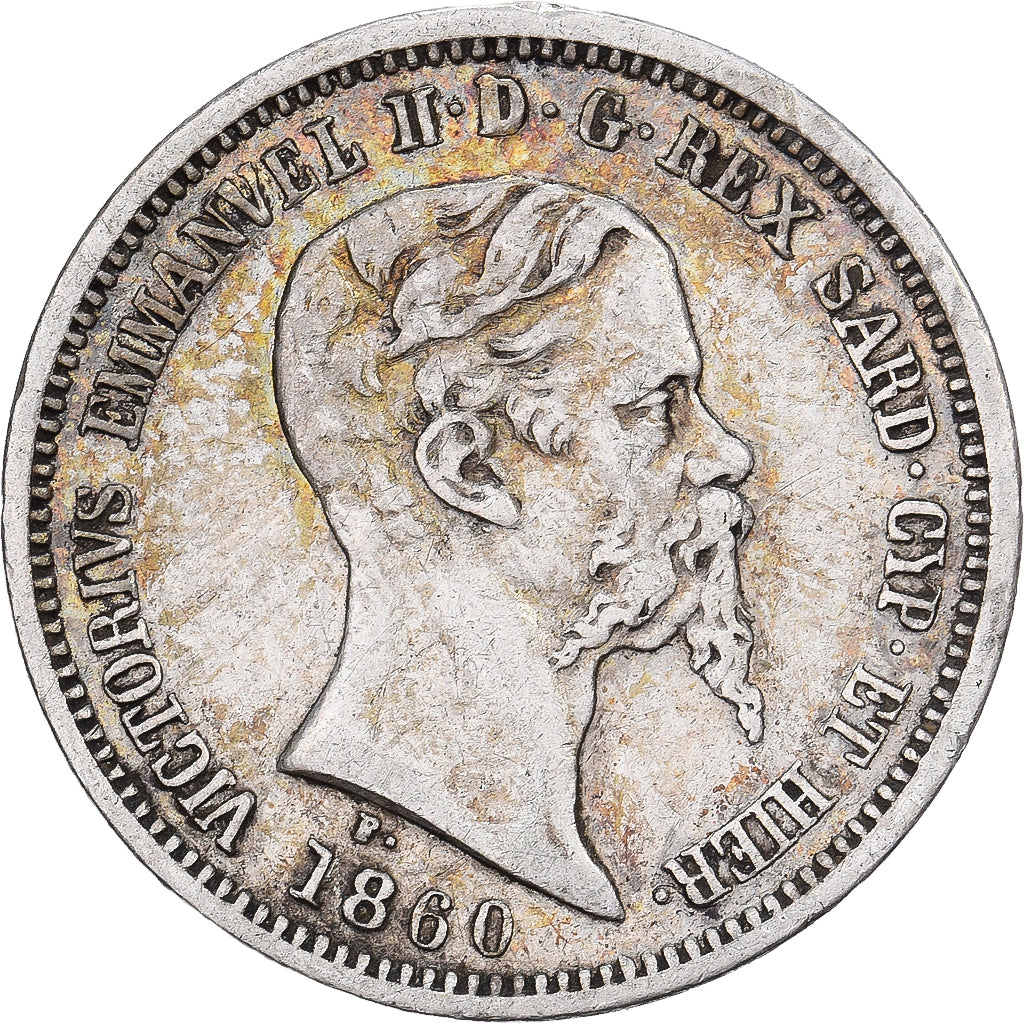 Kingdom of Sardinia, Vittorio Emanuele II, 50 Centesimi, 1860, Milan, Srebro