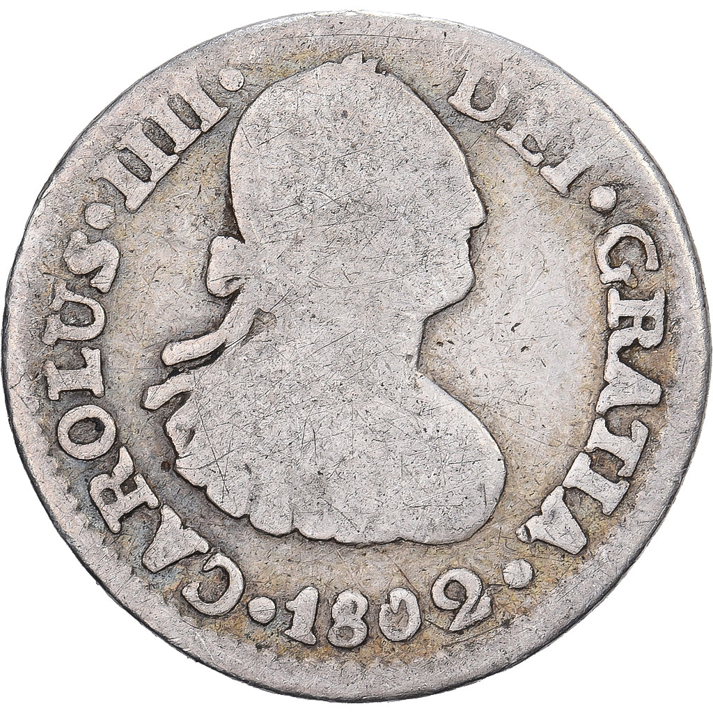 Mexico, Carlos III, 1/2 Réal, 1802, Mexico City, Silver, VF(20-25)