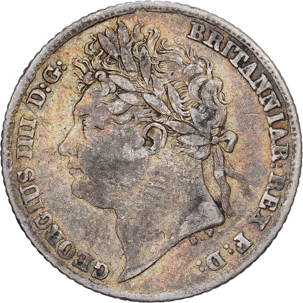 United Kingdom, George III, 6 Pence, 1824, London, Silber, SS