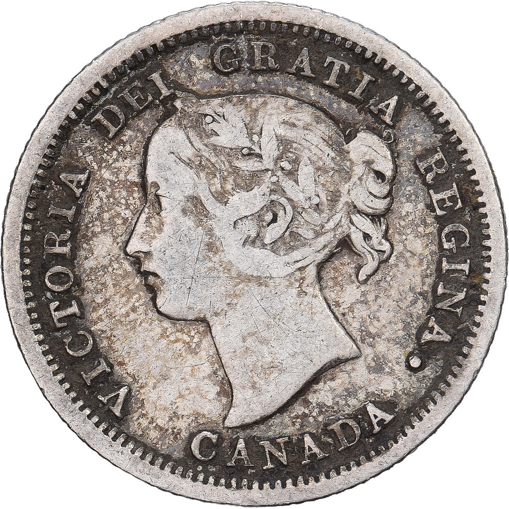 Canada, Victoria, 5 Cents, 1858, London, Silver, VF(30-35)