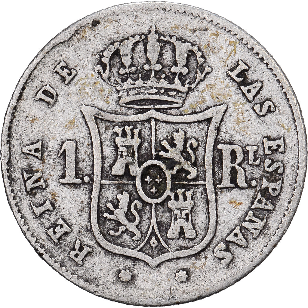 Spagna, Isabel II, 1 Réal, 1863, Barcelona, Argento, BB