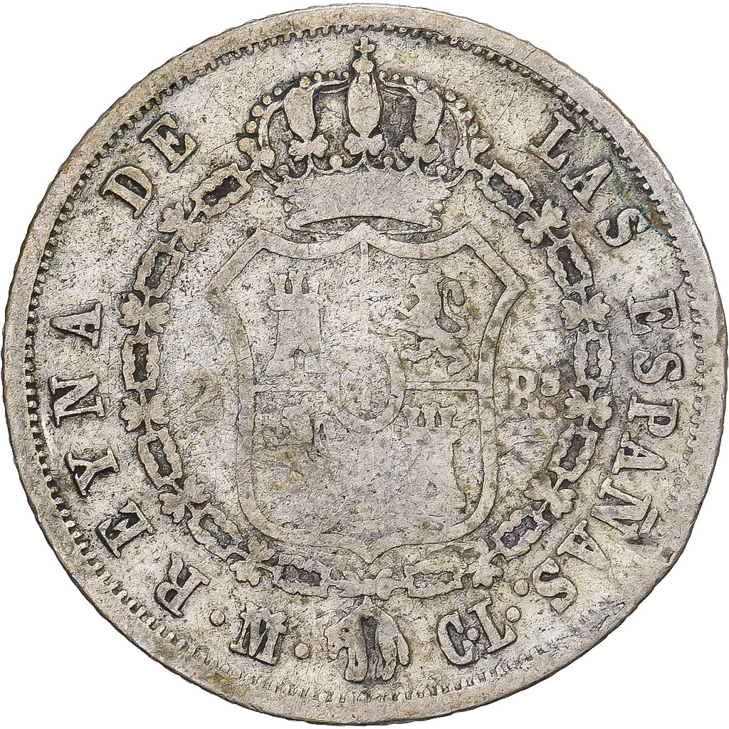 Spagna, Isabel II, 2 Reales, 1847, Madrid, Argento, MB