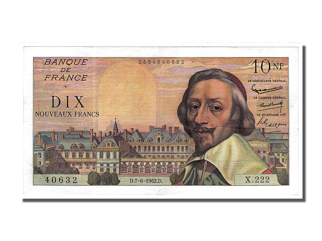 Banknote, France, 10 Nouveaux Francs, 10 NF 1959-1963 ''Richelieu'', 1962