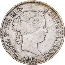 Spain, Isabel II, 1 Escudo, 1867, Seville, Silver, VF(30-35)