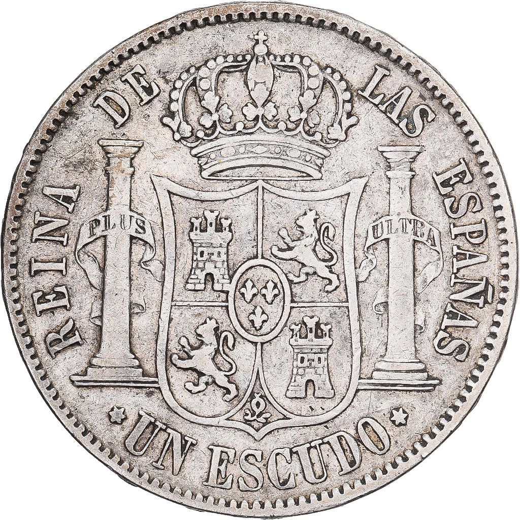 Spagna, Isabel II, 1 Escudo, 1867, Seville, Argento, MB+
