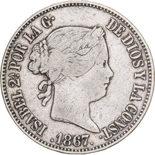 Spain, Isabel II, 1 Escudo, 1867, Seville, Silver, VF(30-35)