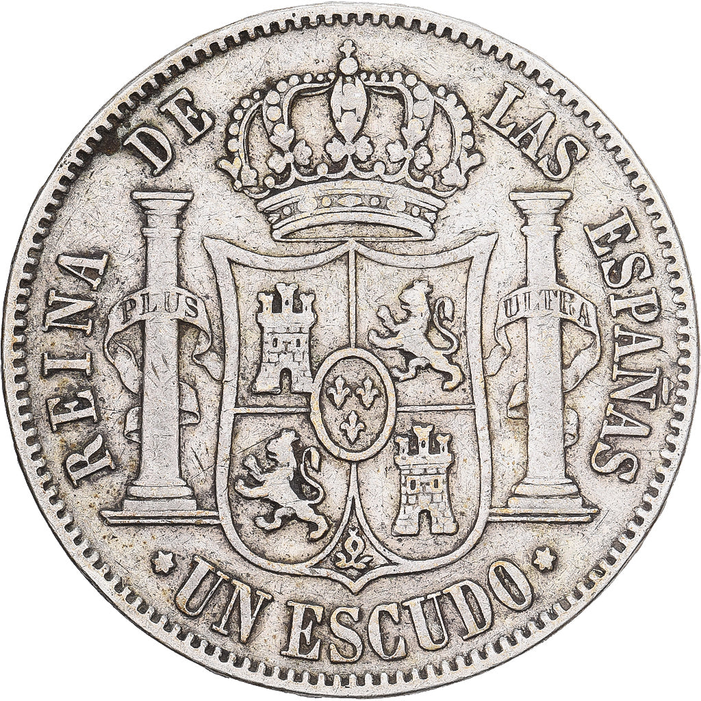Spagna, Isabel II, 1 Escudo, 1867, Seville, Argento, MB+
