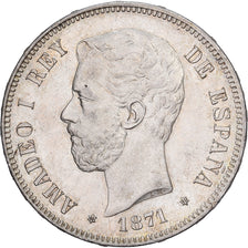 Spain, Amadeo I, 5 Pesetas, 1871, Madrid, Silver, MS(60-62)