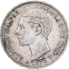 Spain, Alfonso XII, 5 Pesetas, 1878, Madrid, Silver, EF(40-45)