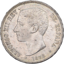 Spain, Alfonso XII, 5 Pesetas, 1876, Madrid, Silver, AU(55-58)